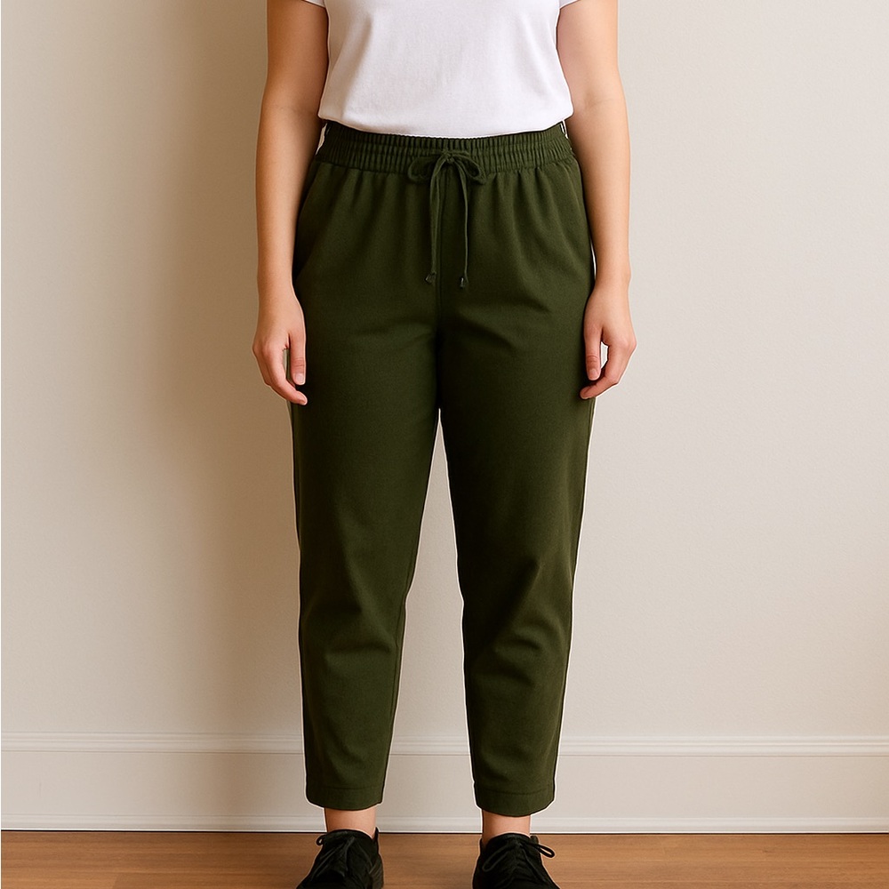 Nine West Women's Dark Green Ankle Pants Pull On Joggers